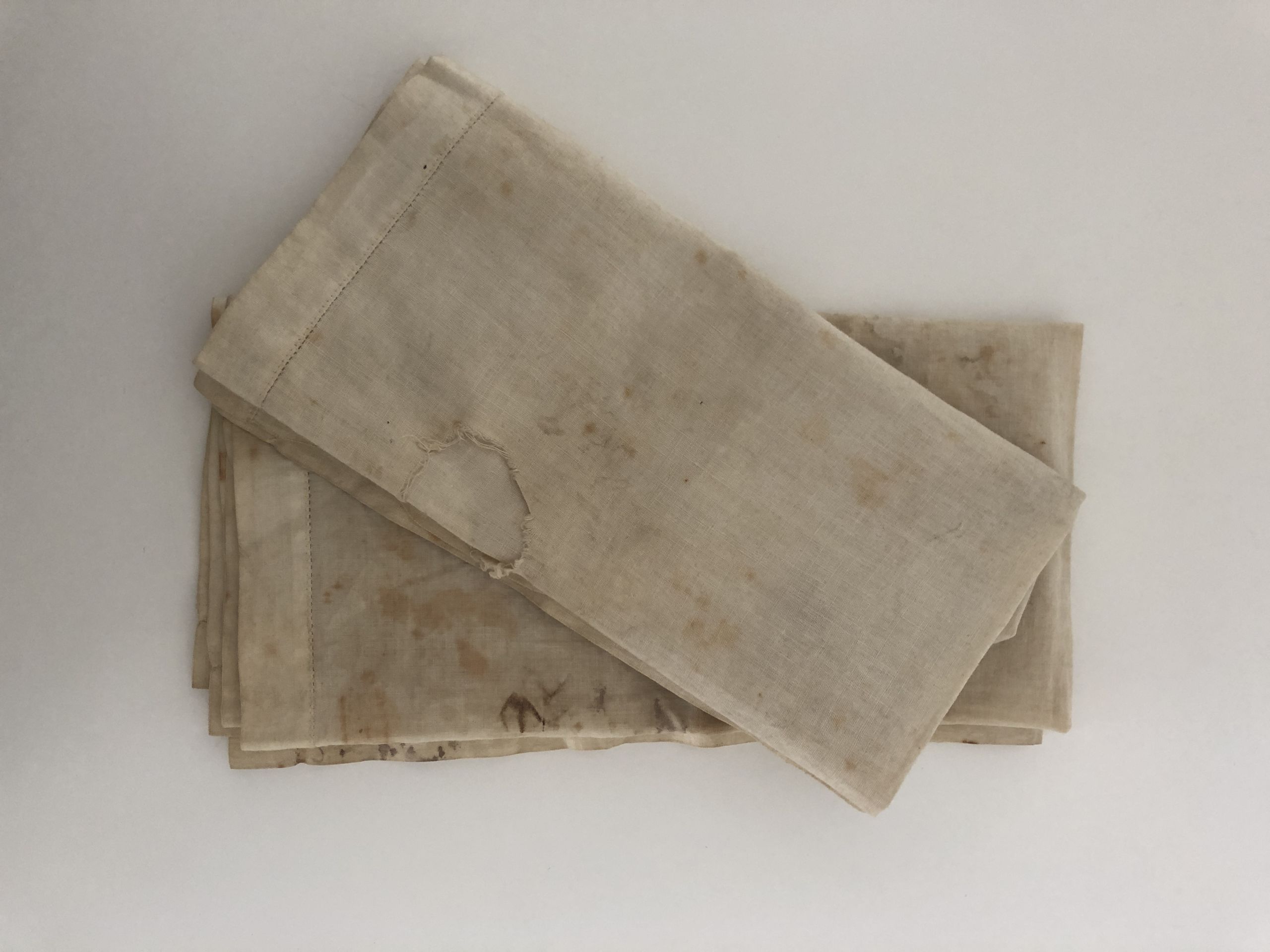 The handkerchiefs which Gordon Knowles carried in his breast pocket during the night he was shot in 1955.
