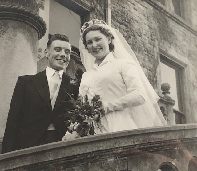 Gordon Knowles and Aileen Patricia Ashley on their wedding day on 12th September, 1957.