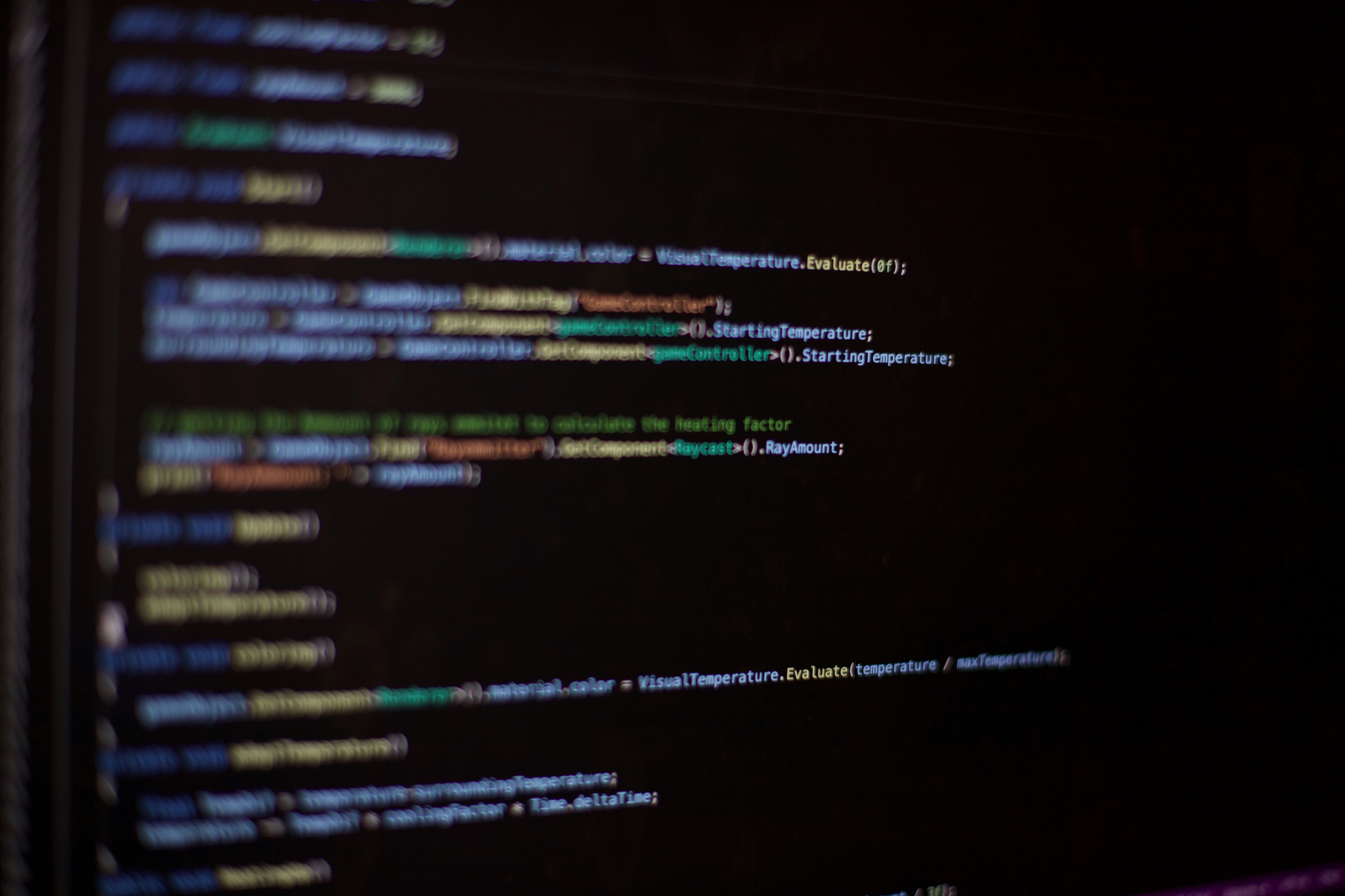 Computer screen with code in multi colours