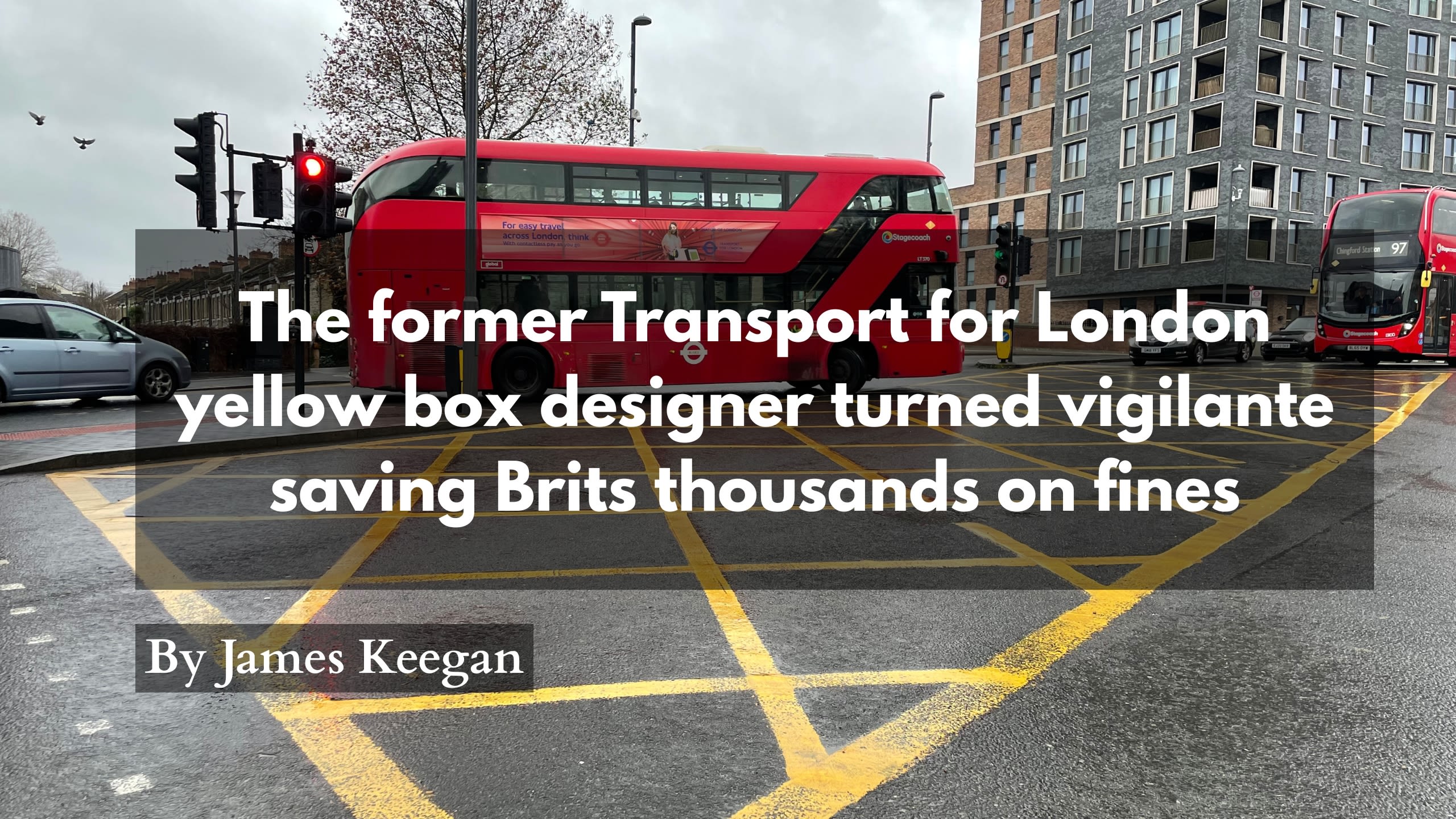 A bus turning on problematic Walthamstow yellow box