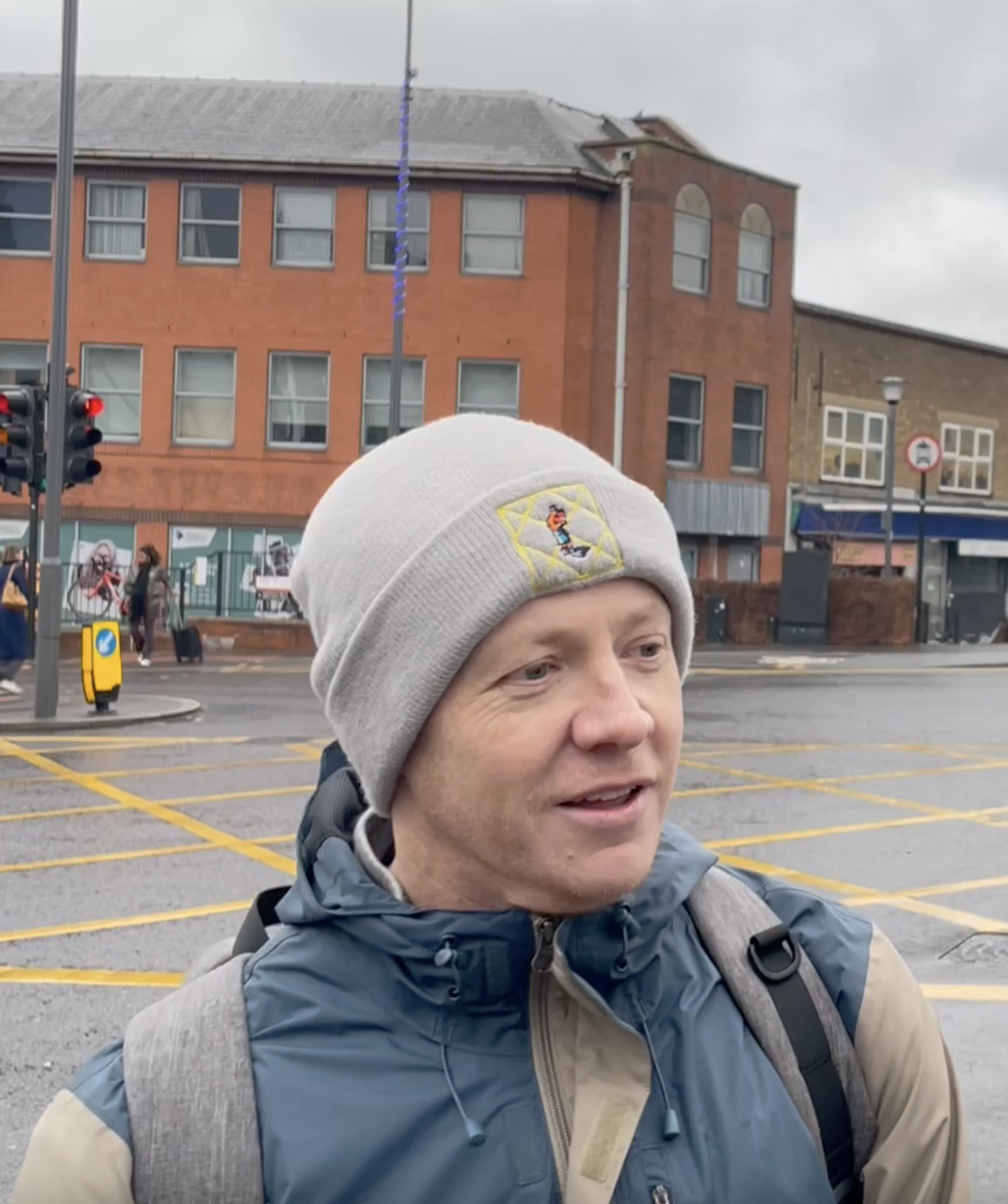 Yellow Box Guru Sam Wright in front of Walthamstow yellow box