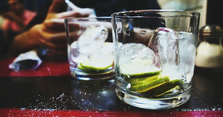 Focus shot of an empty drinks glass in a bar