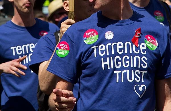Campaigners from the Terrence Higgins Trust at London Pride 2015.