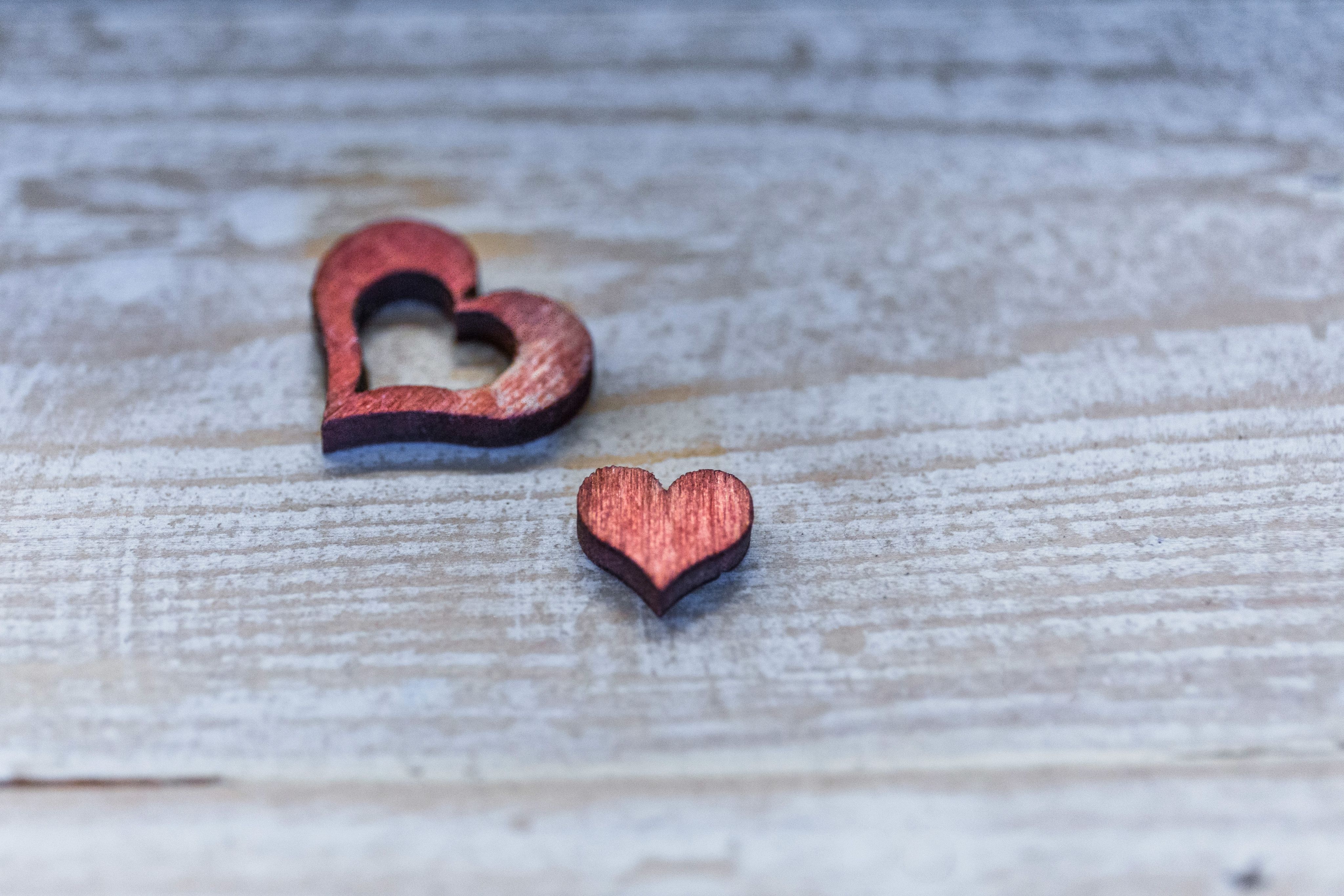 two red hearts cutout