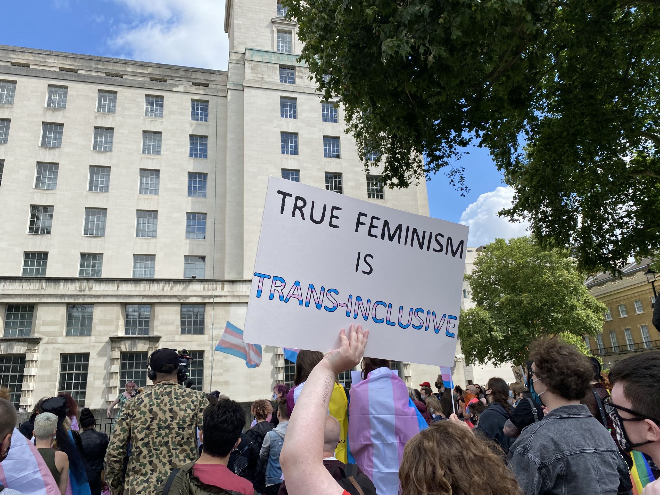 A sign reading: "True feminism is trans-inclusive"